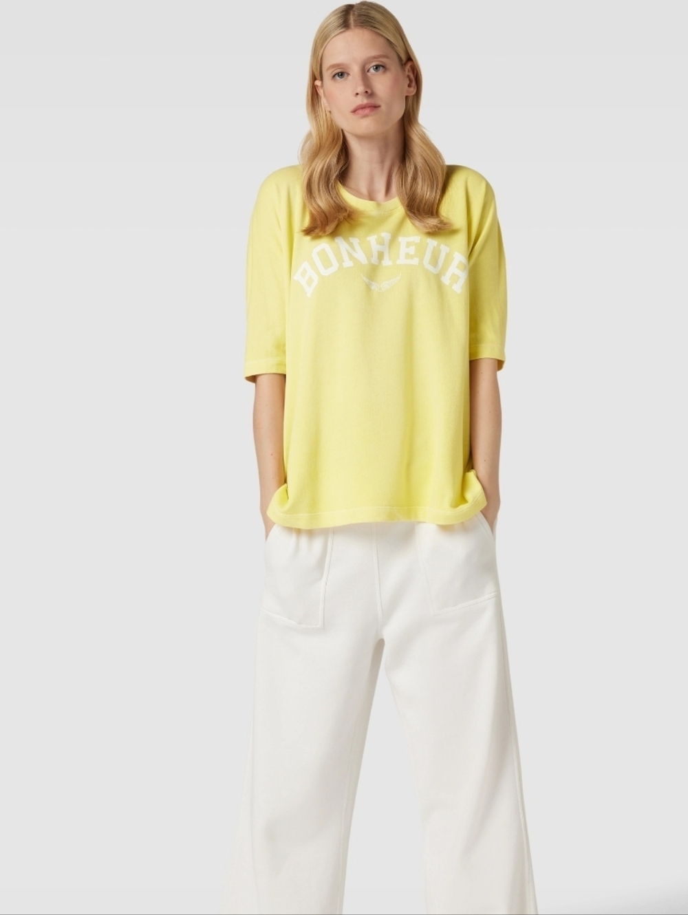 Zadig & Voltaire Portland Vibrant Butter Yellow Crew Neck Tee Sz Medium